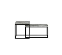 - Duo de tables basses encastrables effet marbre - Blanc et noir