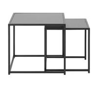 Duo de tables d'appoint encastrables en MDF et métal - Noir