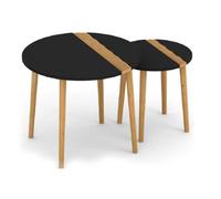 Duo de tables gigogne - Noir et bois