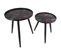 Duo de tables gigogne Olga - Noir et fleuri