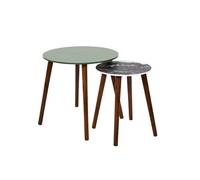 Duo de Tables Gigognes Coloris Vert et Motif Forêt - VOSSA -