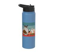 Duo fantaisiste hibou et lapin, amis de la forêt, Vision Stainless Steel Insulated Water Bottle