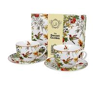 DUO Floral Linnea Lot de 2 tasses avec soucoupes en porcelaine New Bone China 280 ml