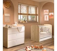 Duo Lit 70x140 et Commode 3 tiroirs Châtaignier naturel Basile