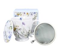 Duo MELODY Tasse avec pied 500 ml avec couvercle et infuseur à thé en porcelaine New Bone China