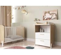 Duo-Set 60 composé de 1 lit enfant 60 x 120 cm et 1 commode à langer avec 2 tiroirs - NAILI - Hamilton / Blanc mat - DEMEYERE