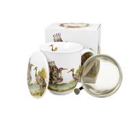 Duo Tasse à thé avec passoire et couvercle Bird's World Grues - 0,4 l