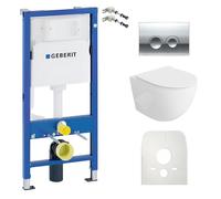 Duofix Basic élément de bâti-support + WC Sinto blanc sans rebord + plaque de commande Delta 25 | Bouton chromé | Set complet