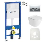 Duofix Basic élément de bâti-support + WC suspendu Sofi Slim blanc sans rebord + plaque de commande Delta 25 | Bouton chromé | Kit