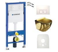 Duofix Basic élément de bâti-support + WC suspendu Sofi Slim Golden Eye sans rebord + plaque de commande Delta 25 |Bouton blanc| Kit