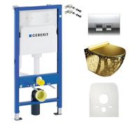 Duofix Basic élément de bâti-support + WC suspendu Sofi Slim Golden Eye sans rebord + plaque de commande Delta 25 |Bouton