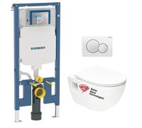 Duofix Pack Bâti-support extra-plat UP720 + WC sans bride SAT + Abattant SoftClose + Plaque Blanche