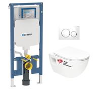 Duofix Pack Bâti-support extra-plat UP720 + WC sans bride SAT + Abattant SoftClose + Plaque Blanche et Chrome