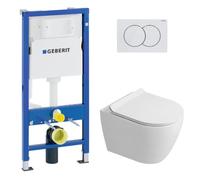 Duofix pack WC bâti-support UP100 + WC suspendu sans bride Ceramia avec abattant SoftClose + plaque blanche (GEBCEPXWT08-FR)