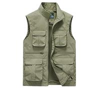 Duohropke Gilet polaire pour homme 5XL - Doublé - Sans manches - Gilet de travail chaud avec poches - Gilet thermique - Coupe-vent - Gilet d'hiver - Plus épais - En velours - Gilet de loisirs - Veste