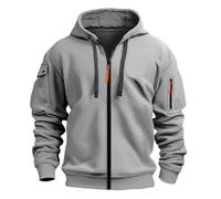 Duohropke Sweat à capuche zippé pour homme - Veste de transition - Pull à capuche - Sweat à capuche zippé - Veste de survêtement - Veste d'hiver surdimensionnée - Veste de sport en tricot, 01 Gy1, L