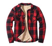 Duohropke veste chemise à carreaux doublée hiver bûcheron chaude en flanelle épaisse thermique veste de travail, vin, XL