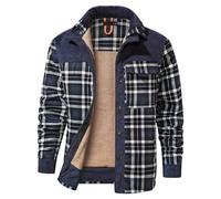 Duohropke Veste d'hiver pour homme - Chemise à carreaux doublée - Chemise en flanelle thermique à carreaux - Veste polaire avec plusieurs poches - Doublure intérieure chaude - Chemise de bûcheron