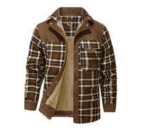 Duohropke Veste d'hiver pour homme - Chemise à carreaux doublée - Chemise en flanelle thermique à carreaux - Veste polaire avec plusieurs poches - Doublure intérieure chaude - Chemise de bûcheron