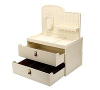 Duokon Boîte de Rangement pour Maquillage, Coffret de Bureau Multifonctionnel avec 2 Tiroirs et Panneau perforé pour Cosmétiques Soins Pinceaux Bijoux 17.7 X 13.4 X 9.4in