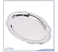 Duokon Plateau de service argenté Plateau de service en argent, miroir ovale en acier inoxydable, art plat 24 28 cm/11,0 pouces