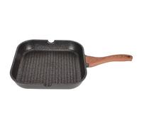 Duokon Poêle à Frire Carrée en Alliage d'aluminium, Poêle à Gril, Revêtement Antiadhésif, Chaleur Uniforme, Facile à Nettoyer, pour la Cuisine des Steaks à Domicile (Petite)