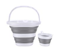 Duokon Seau Pliable de 10 L, Recipient d'eau avec Louche Pliable pour Nettoyage Maison, Camping, Peche, Lavage de Voiture (Blanc Gris)