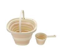 Duokon Seau Pliable de 10 L, Recipient d'eau avec Louche Pliable pour Nettoyage Maison, Camping, Peche, Lavage de Voiture (crème)