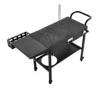 DUOKU Desserte de jardin pliable pour plancha 787x432 mm - chariot barbecue 2 étagères, acier, roues avec freins