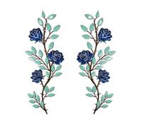 DUOOLN Lot de 2 décorations murales en métal Roses arbre feuilles fleurs | Décorations de vigne enroulées - Signe suspendu en fer rustique - Sculpture au-dessus de la porte - Ornements pour salon
