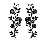 DUOOLN Lot de 2 roses en métal pour décoration murale de salle de bain Noir | Décoration longue en forme de vigne - Plaque rustique à suspendre au-dessus de la porte - Pour salon, bureau