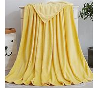 Duories Couverture douillette - Super douce et chaude - En flanelle polaire - Couverture en peluche - Couverture de canapé, couvre-lit ou salon - Jaune - 100 x 140 cm