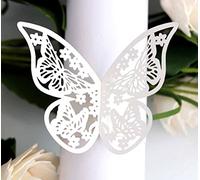 Duories Lot de 50 ronds de serviette en papier en forme de papillon pour décoration de table, porte-serviettes, boucles de serviette pour fête de mariage, dîner, anniversaire, fête, Noël, décoration