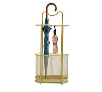 Duoruameng Porte-parapluies sur pied en métal - Porte-parapluie moderne avec crochet et bac d'égouttement - 30 x 15 x 60 cm - Doré