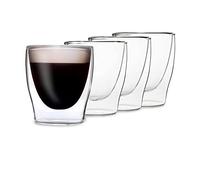 DUOS® Tasses à expresso en verre 4 x 80 ml, verres à double paroi pour latte macchiato, verres à café à double paroi, verres à thé, verres à cappuccino, verres à café glacé
