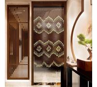 DUOSAMY Rideau Pour Porte En Bambou 90x175cm Naturel Avec Perles En Bois Style Rétro À Fils En Bois Anti-insectes Pour Séjour Diviseur Décoratif