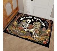 DUOTCYELE 60 x 90 cm Crânes Pierres Tombales Forêt Paillasson Intérieur Antidérapant - Tapis Style Gothique Sombre Lavable en Microfibre Douce pour Cuisine, Salle De Bain, Entrée Maison - Brun