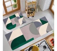 DUOTCYELE Ensemble De Deux Tapis De Cuisine Demi-Cercle Géométrique Tapis De Porte Lavables Minimaliste Lot De 2 Antidérapants pour La Décoration Intérieure Entrée Cuisine 40x60cm+40x120cm
