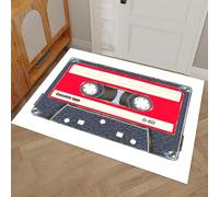 DUOTCYELE Paillasson D'intérieur Cassette, Paillasson Rétro Américain Attrape Poussière 45 x 75 cm, Tapis D’intérieur Antidérapant Facile à Nettoyer pour Entrée Et Patio, Rouge