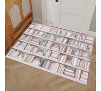 DUOTCYELE Paillasson Intérieur Bibliothèque 50 x 80 cm Tapis Entree Interieur Minimaliste Moderne, Profil Bas, Antidérapant, Tapis pour Entrée, Lavable, Cuisine, Couloir, Rose