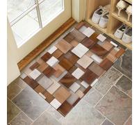 DUOTCYELE Paillasson Intérieur Blocs De Bois Dégradés 90 x 150 cm Tapis Entree Interieur Minimaliste Moderne, Profil Bas, Antidérapant, Tapis pour Entrée, Lavable, Cuisine, Couloir, Brun
