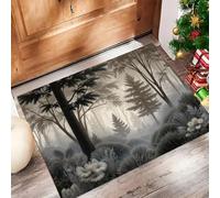 DUOTCYELE Paillasson Intérieur Forêt Broussailles 90 x 150 cm Tapis Entree Interieur Paysages Naturels Paisibles, Profil Bas, Antidérapant, Tapis pour Entrée, Lavable, Cuisine, Couloir, Brun Grisâtre