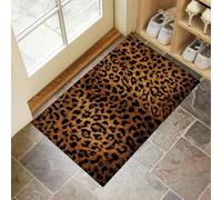DUOTCYELE Paillasson Intérieur Imprimé Léopard Marron 80 x 120 cm Tapis Entree Interieur Animal Naturel Vintage, Profil Bas, Antidérapant, Tapis pour Entrée, Lavable, Cuisine, Couloir, Brun