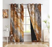 DUOTCYELE Rideau Occultant Texture De Coups De Pinceau Bruns - Lot De 2 Rideaux Thermiques Isolants Anti Froid Art Abstrait À L'Aquarelle pour Salon Chambre Cuisine, 140 X 225 cm, Brun