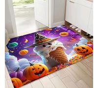DUOTCYELE Tapis D’entrée Intérieur, Paillasson Lavable à Crème Glacée Fantôme Citrouille | Paillasson Halloween Mignon en Dessin Animé, Tapis Antidérapant pour Entrée, Cuisine Ou Chambre 50 x 80 cm