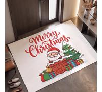 DUOTCYELE Tapis De Sol Décoratif De Bienvenue De Dessin Animé Noël 90 x 150 cm | Tapis De Antiderapant, Paillasson Porte à Père Noël Cheminée Sac Cadeau pour Couloir, Salon, Entrée
