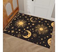 DUOTCYELE Tapis D'entrée Antidérapant Intérieur 60 x 90 cm Soleil Lune Étoiles - Lavable Tapis Antidérapant D'entrée Intérieur, Mystérieux Rétro Paillassons pour Entrée, Vestibule, Chambre, Doré