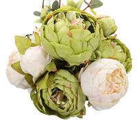 Duovlo Bouquet Artificiel de pivoines - 1 pièce - Fleurs en Soie - Décoration de Maison - Mariage (Nouveau Vert)