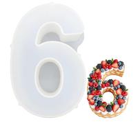duoyif Moule à Gâteau Number, Number Cake Moule, Sans BPA, Petit Moule à Gâteau Chiffre pour Gâteaux, Boîte à Bonbons, Cadeaux d'anniversaire, Mariages, Anniversaires Fêtes, 1 pièce (blanc, 6)