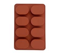 duoyif Moule à Pains en Silicone, 8 Cavités Plaque à Gâteau Ovale en Silicone, Moules à Gâteau au Chocolat, Mini Barres de Céréales Plaque à Pâtisserie pour Cupcake Muffin, 1 Pièce (marron, Ellipse)